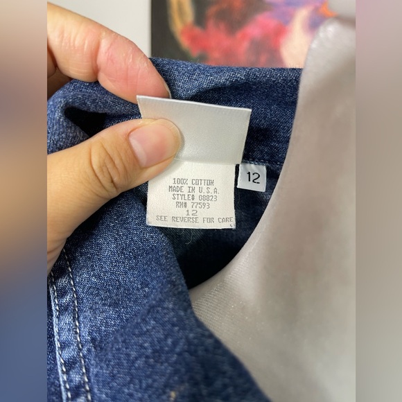 Match Vintage Made in USA Pure Cotton Denim Western Maxi Pencil Dress Sz 12 - Picture 7 of 8